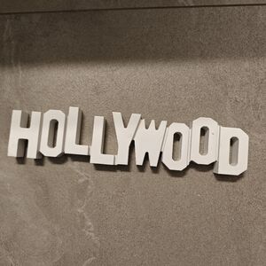 Hollywood White Wooden Sign